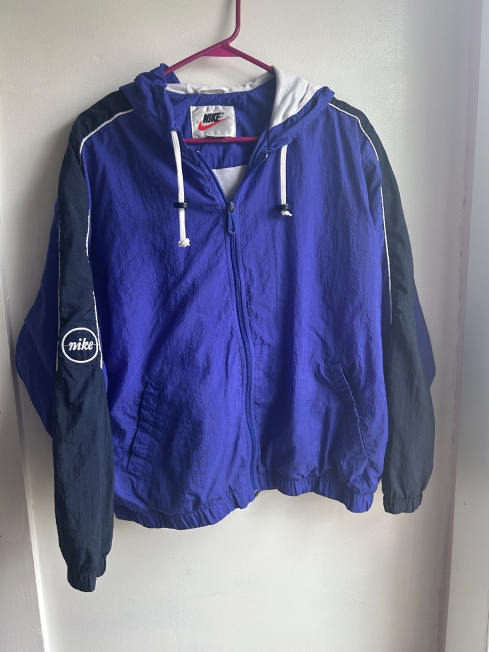 Vintage 90s Nike Purple and Black Hooded windbreaker